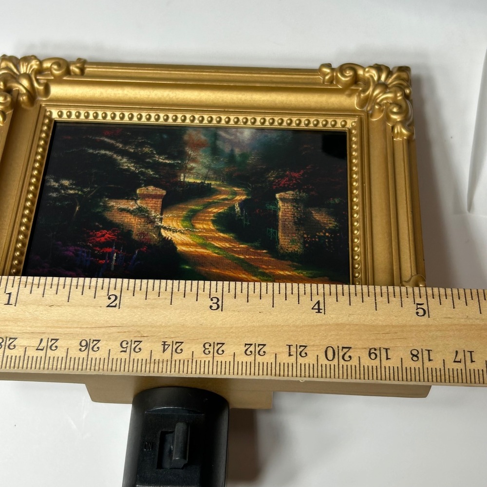 Thomas Kinkade Spring Gate Night Light Ornate Gold Frame Hearth Home 1998 - Picture 9 of 10